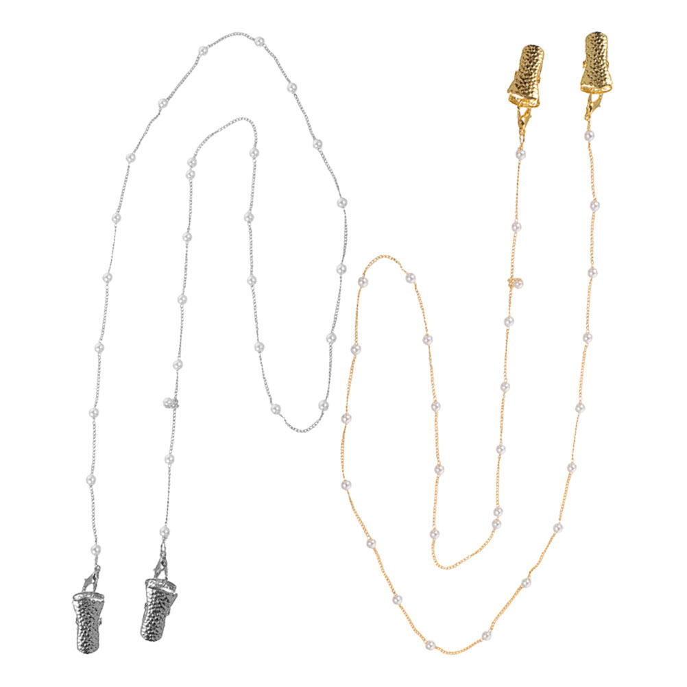 Mask Chain Holder - قطعتان من سلسلة النظارات المزينة باللؤلؤ،