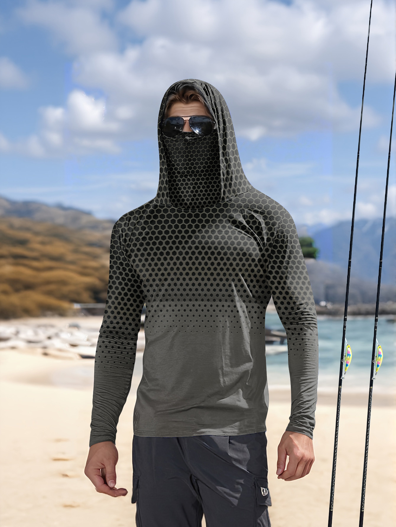 Sports Mask Breathable - قميص صيد رجالي صيفي بعامل حماية