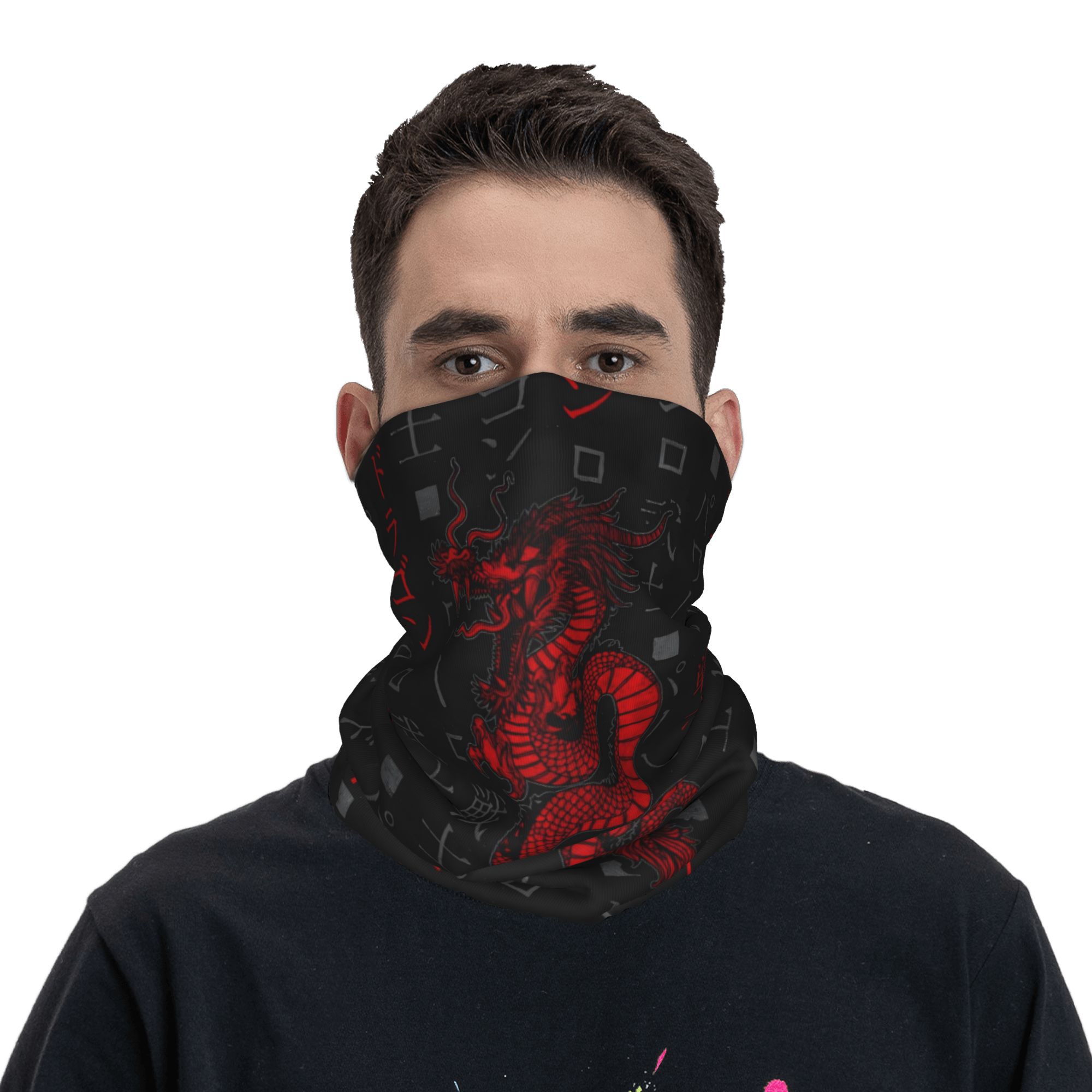 الأحمر التنين الحيوان باندانا  - مراجعة Neck Gaiter Face Cover وسعره